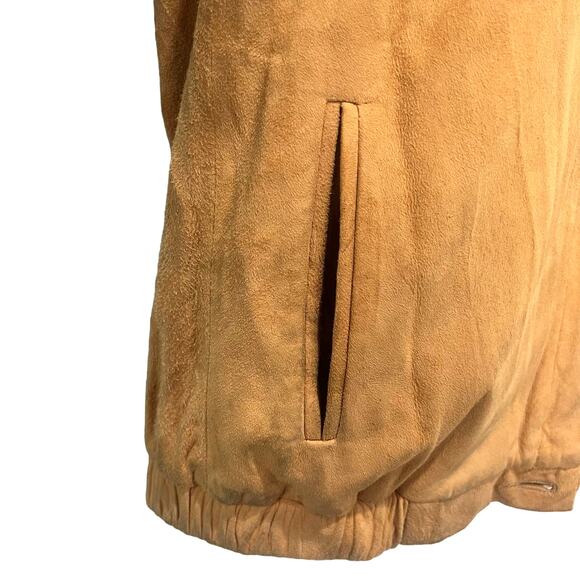 Vintage Tannery West Tan Suede Leather Jacket Zip Pocket size 4 / S *GOOD* - Picture 13 of 16